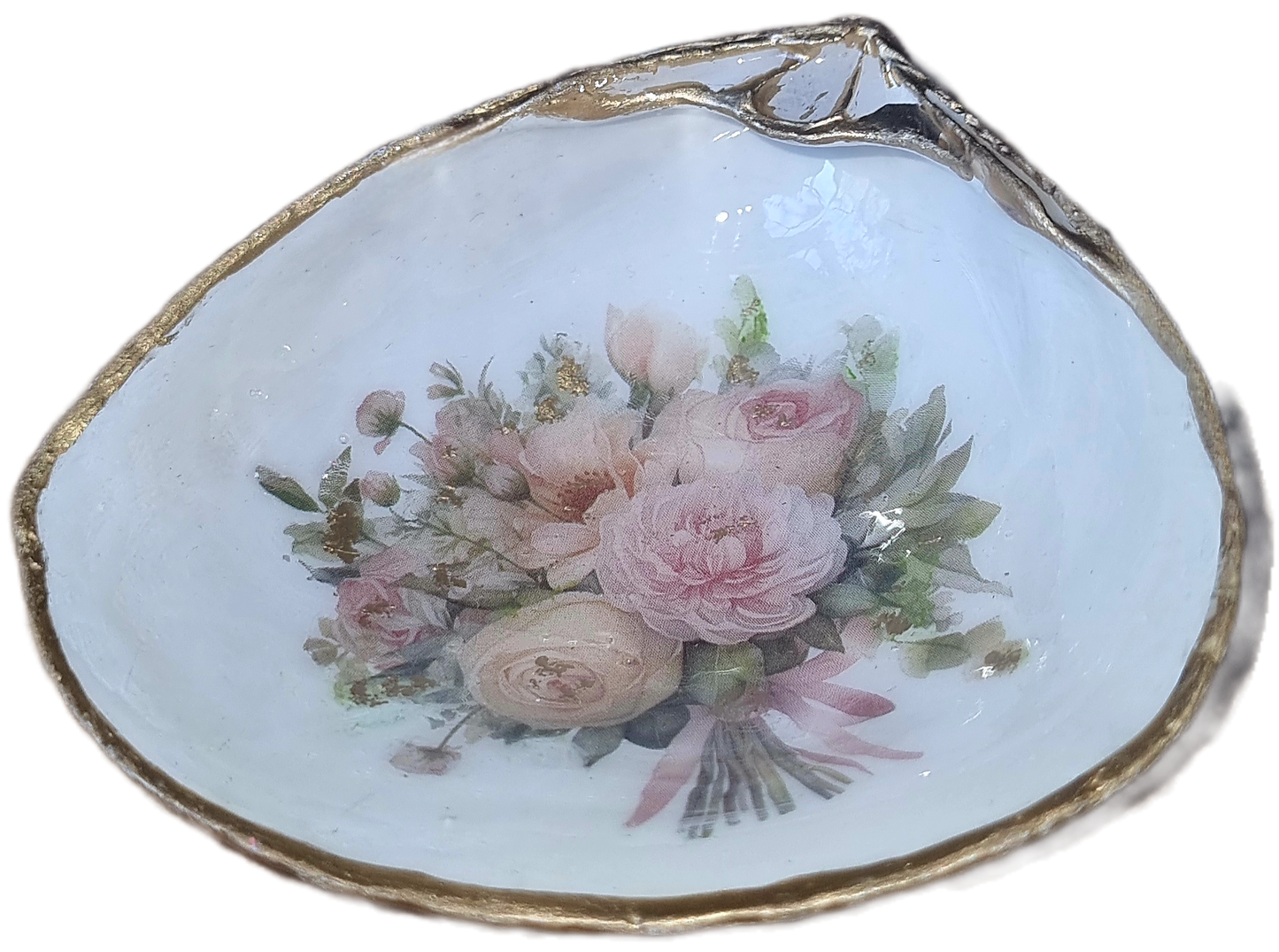 Shell Art Dish - Whale Shell - Vintage Flower Posey 💐