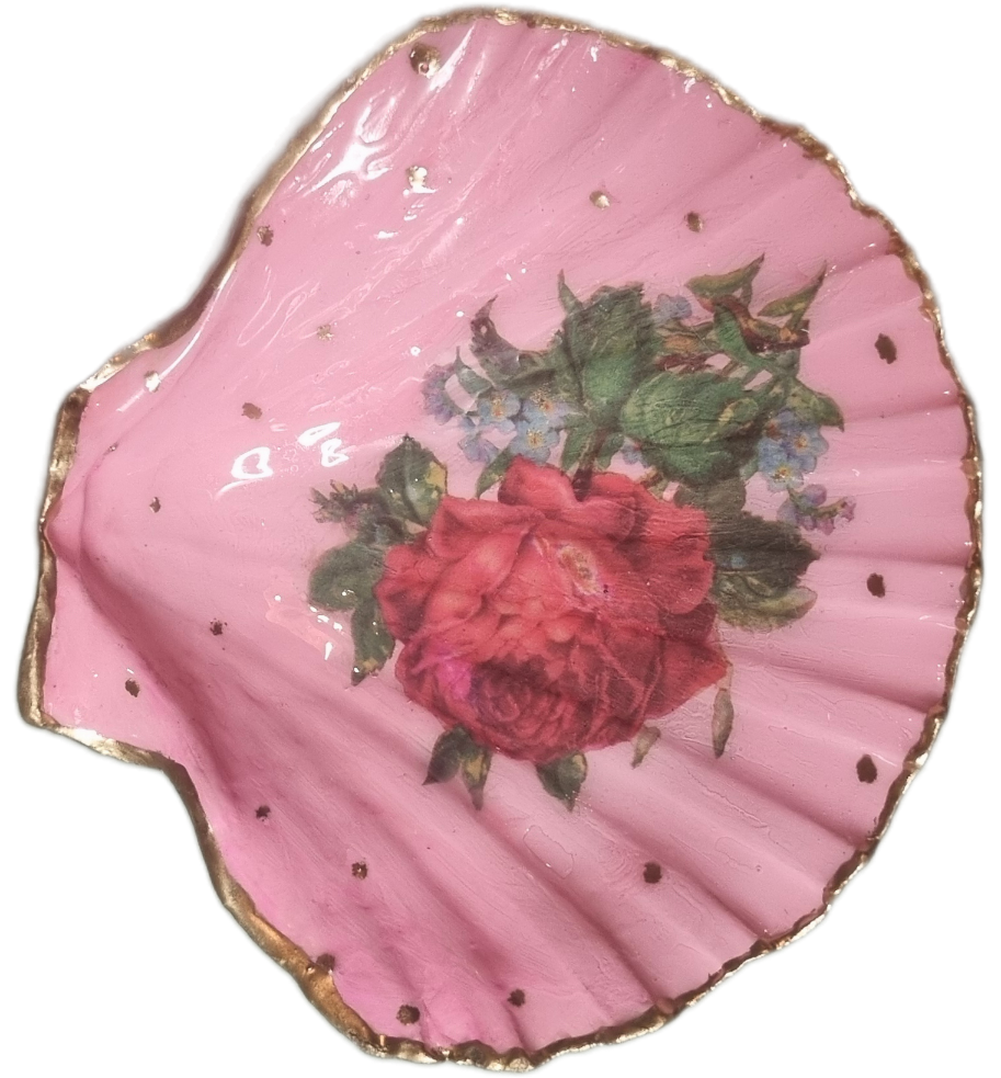 Shell Art - Bridgertonesque Pink Scallop Trinket Dish 🌹
