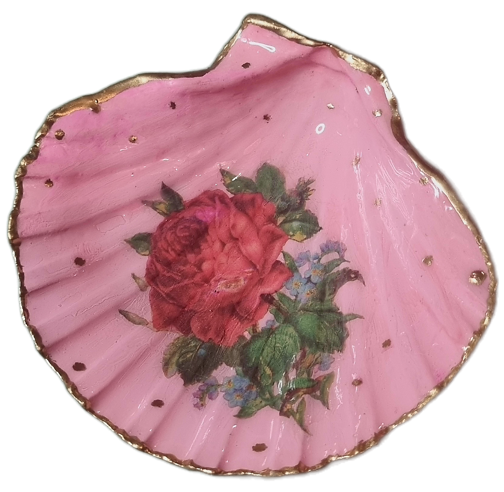 Shell Art - Bridgertonesque Pink Scallop Trinket Dish 🌹