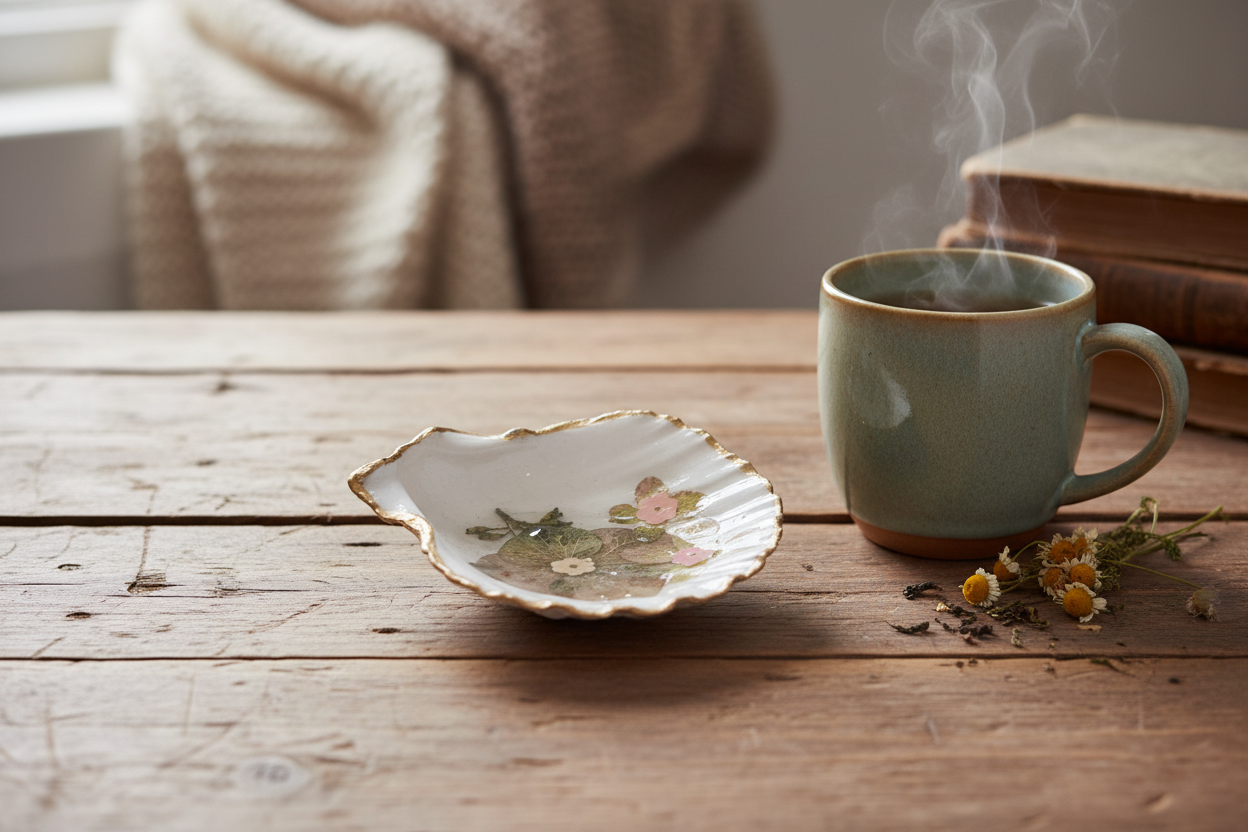 Hydrangea Shell Art - Ring or Soap Dish 🌸