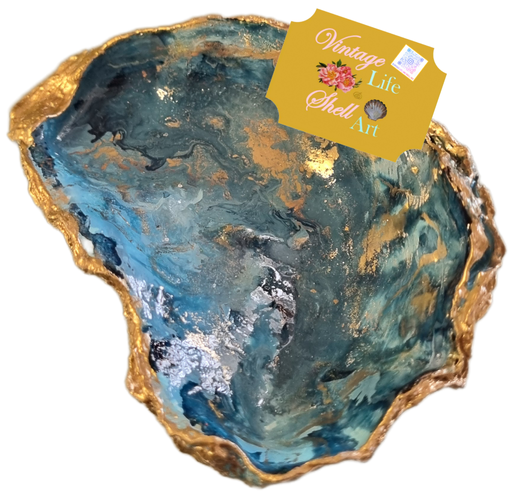 Shell Art - NZ Oyster- Caribbean Blue Sea 🌊