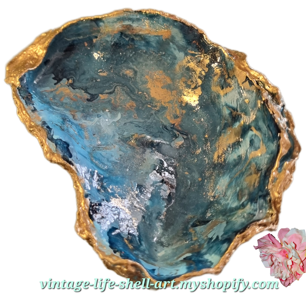 Shell Art - NZ Oyster- Caribbean Blue Sea 🌊