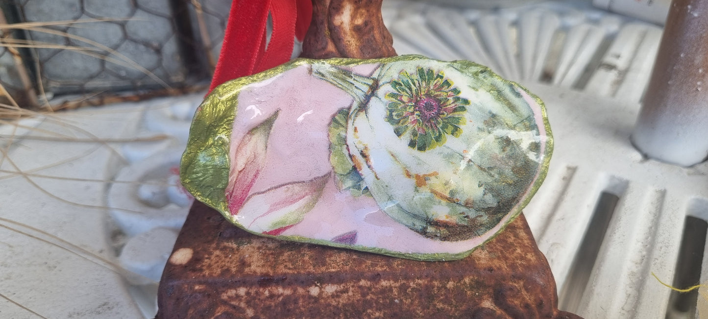 Dusky Pink Dahlia NZ Oyster Shell Art