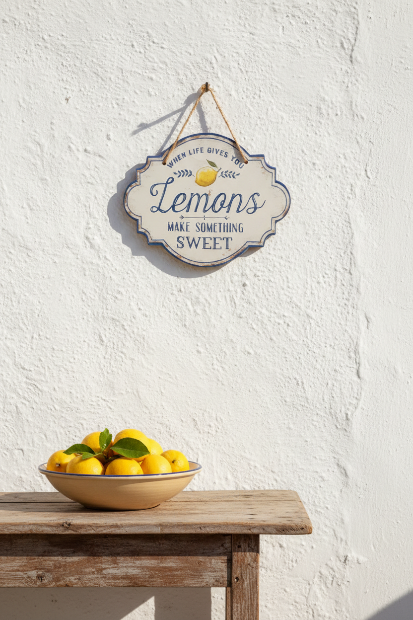 Hanging Vintage Style Plaque - 'When life gives you Lemons... make something sweet' 🍋
