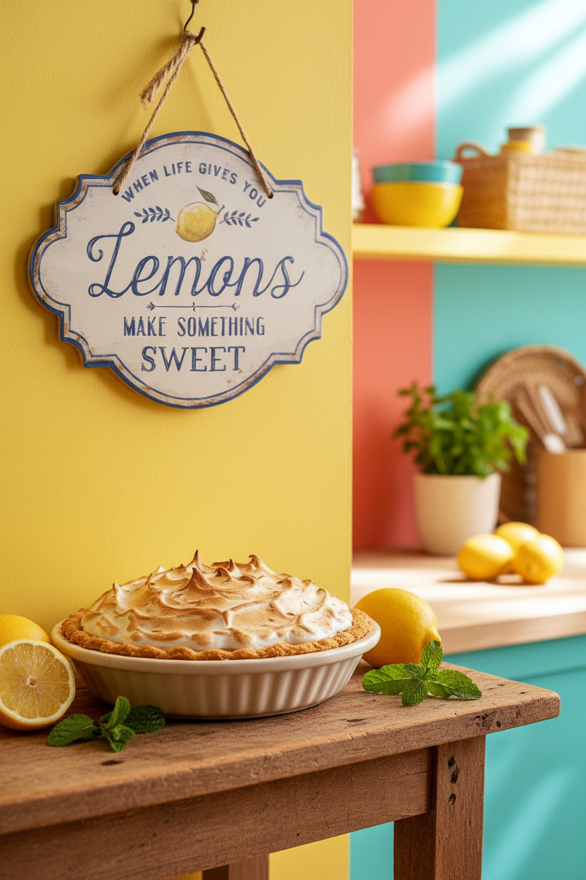 Hanging Vintage Style Plaque - 'When life gives you Lemons... make something sweet' 🍋