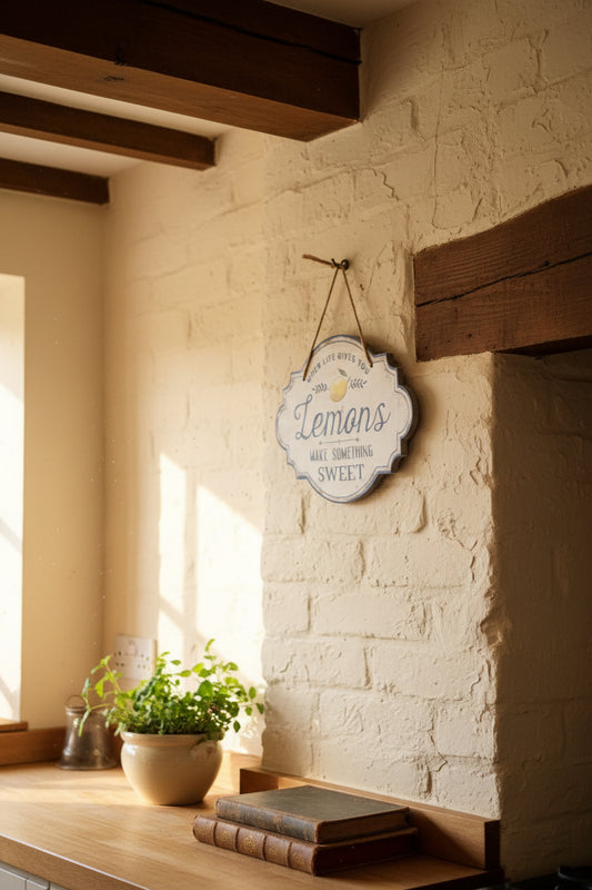 Hanging Vintage Style Plaque - 'When life gives you Lemons... make something sweet' 🍋