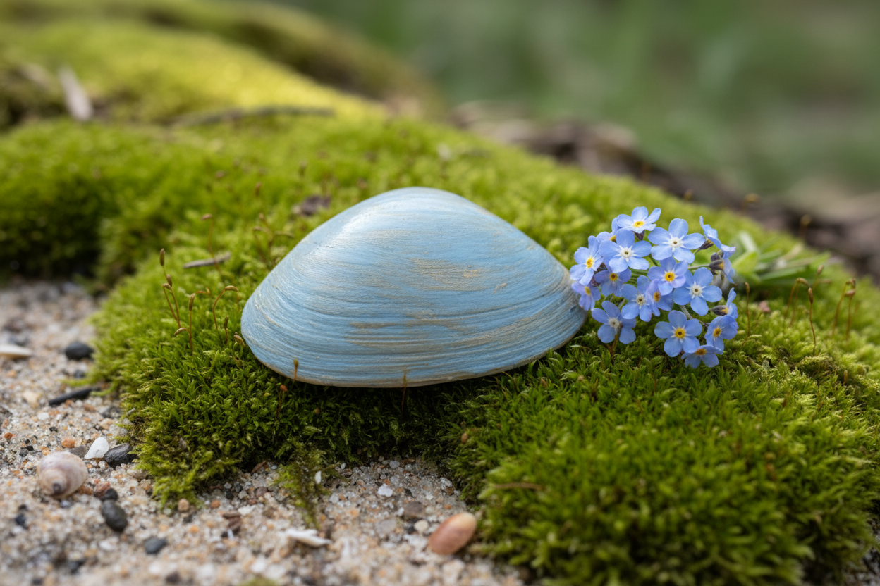 Shell Art - Surf Clam - Trinket Dish 'Forget Me Nots... 'Save the Bees 🐝'