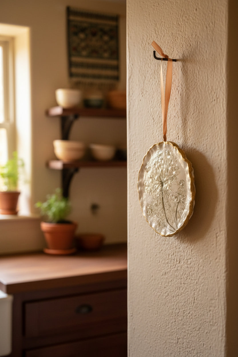 White Clay - Hanging Fluted Edge Decorative Plate 👸 (Queen Anne's Lace)